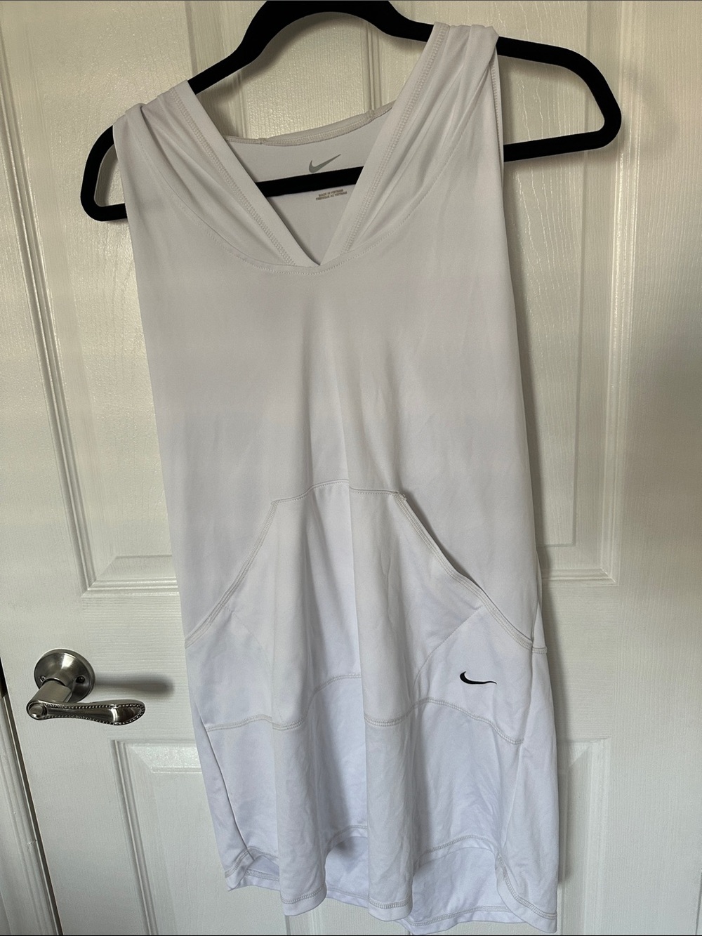 Nike White Sleeveless Hooded Dress with Kangaroo Pocket